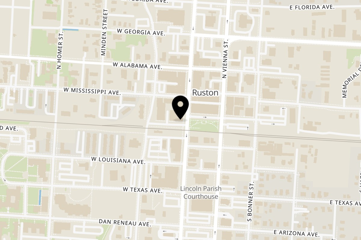 Map showing the location of Blue Iguana Ruston on 101 North Trenton Street in Ruston